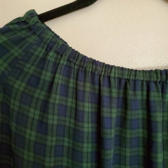 Talbots Tartan Plaid Semi Sheer Tie Sleeve Blouse - Picture 4 of 7